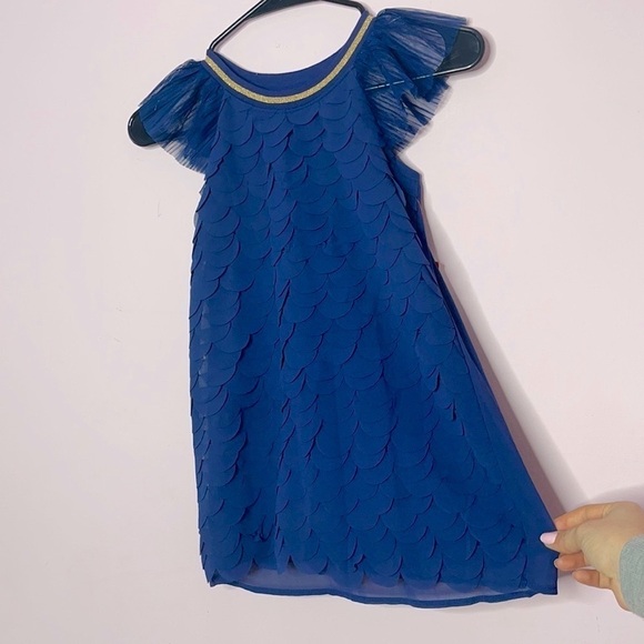 ❤️ 🆕 CAT & JACK Target Navy Nightfall Blue Metallic Gold Scalloped Dress XS - Picture 6 of 8